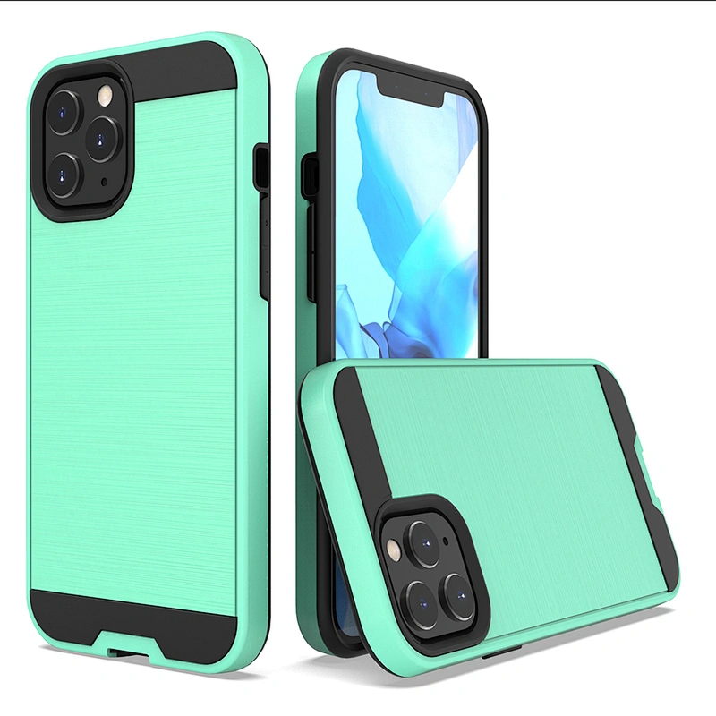 Tpu Pc 2 in 1 Combo Custom Logo Brushed Metal Phone Case For IPhone Xr Xs Max 11 Pro Max 12