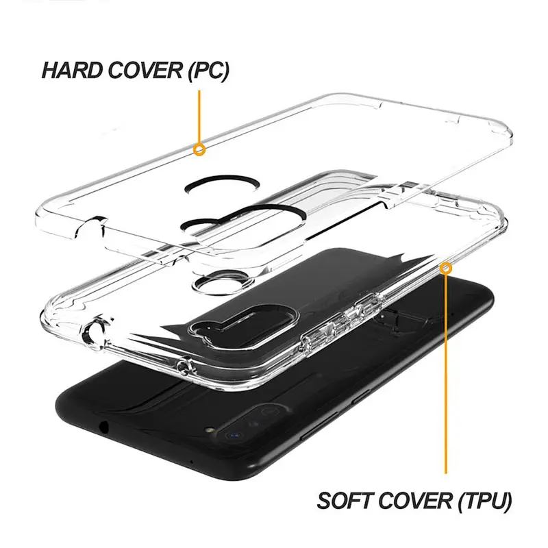 Dual layer mobile cover clear phone case For samsung S9 plus A11 M80S S20 PLUS