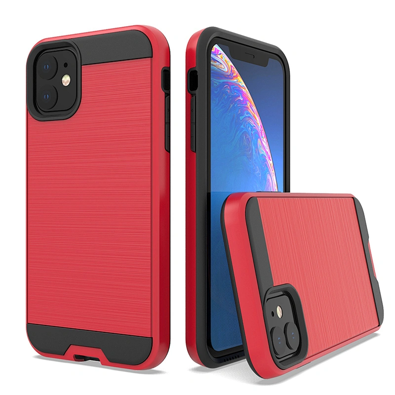 Wholesale TPU PC Double Layer Protection Brushed Metal Cell Phone Case For iPhone 11 12 Pro Max