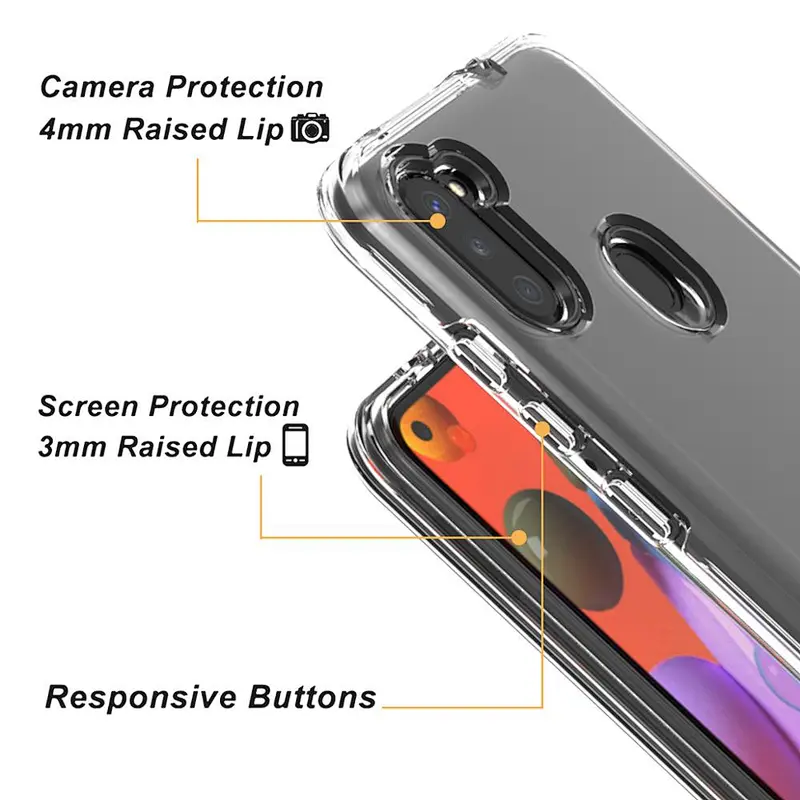 Dual layer mobile cover clear phone case For samsung S9 plus A11 M80S S20 PLUS