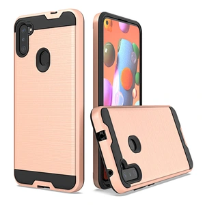 Anti fingerprints tpu pc dual protection custom brushed metal phone cover for Samsung A11