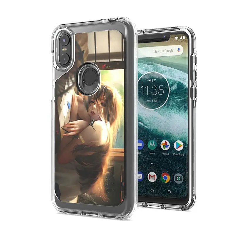 premium Custom TPU PC phone cover 2 IN 1 IMD Printing Phone Case for MOTO One/P30 play
