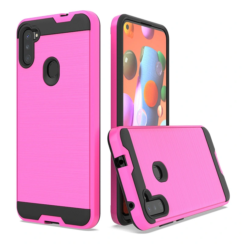 Anti fingerprints tpu pc dual protection custom brushed metal phone cover for Samsung A11