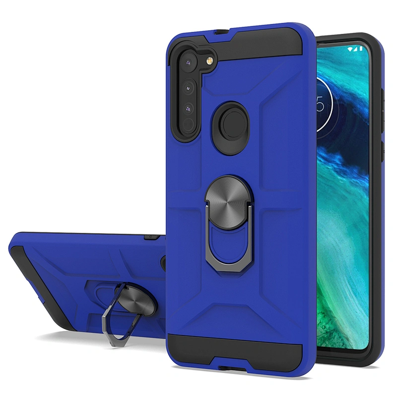 Mens mobile accessories shockproof phone cover with ring stand for Motorola Moto G8