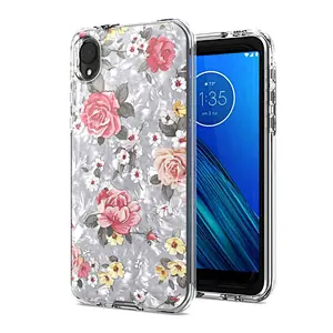 Luxury beautiful custom printing glitter shell paper mobile back case for Motorola Moto E6 Plus Play