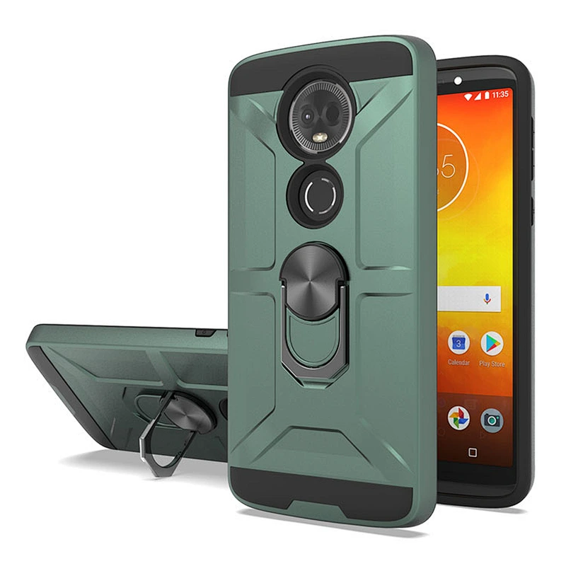 Best selling 2 in 1 dual layer mobile phone case with ring kickstand for Motorola E5 Plus