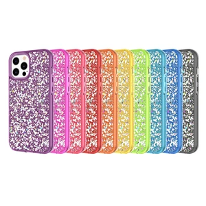 SitaMail Guangzhou TPU PC Cover Case 2 In 1 Epoxy Shinning Mobile Phone Shell For iPhone 12 Pro Max Mini
