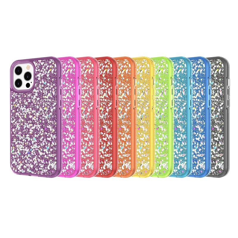 SitaMail Guangzhou TPU PC Cover Case 2 In 1 Epoxy Shinning Mobile Phone Shell For iPhone 12 Pro Max Mini