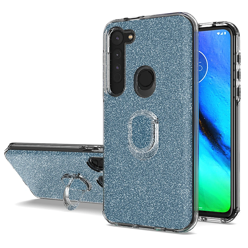 Glitter gold phone case with ring holder for Motorola Moto G8 Plus Power G Stylus