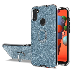 New trendy glitter ring holder phone case with mini support function for Samsung Galaxy A11