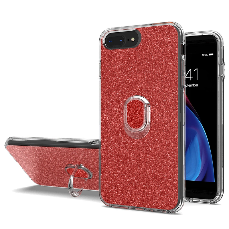 wholesale custom glitter cover phone cases with ring holder for IPhone 7 8 plus