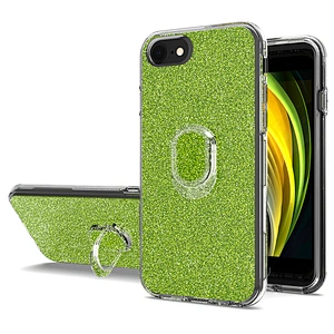 PC TPU 3 in 1 bling glitter fundas phone cover case with ring for Apple iPhone 6 7 8 9 SE