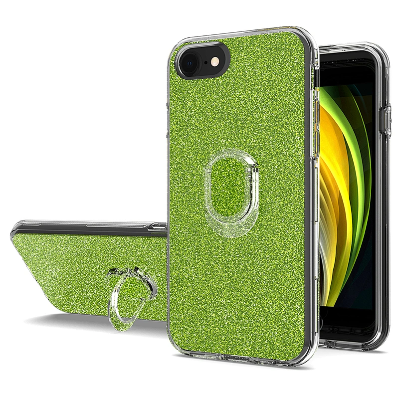PC TPU 3 in 1 bling glitter fundas phone cover case with ring for Apple iPhone 6 7 8 9 SE