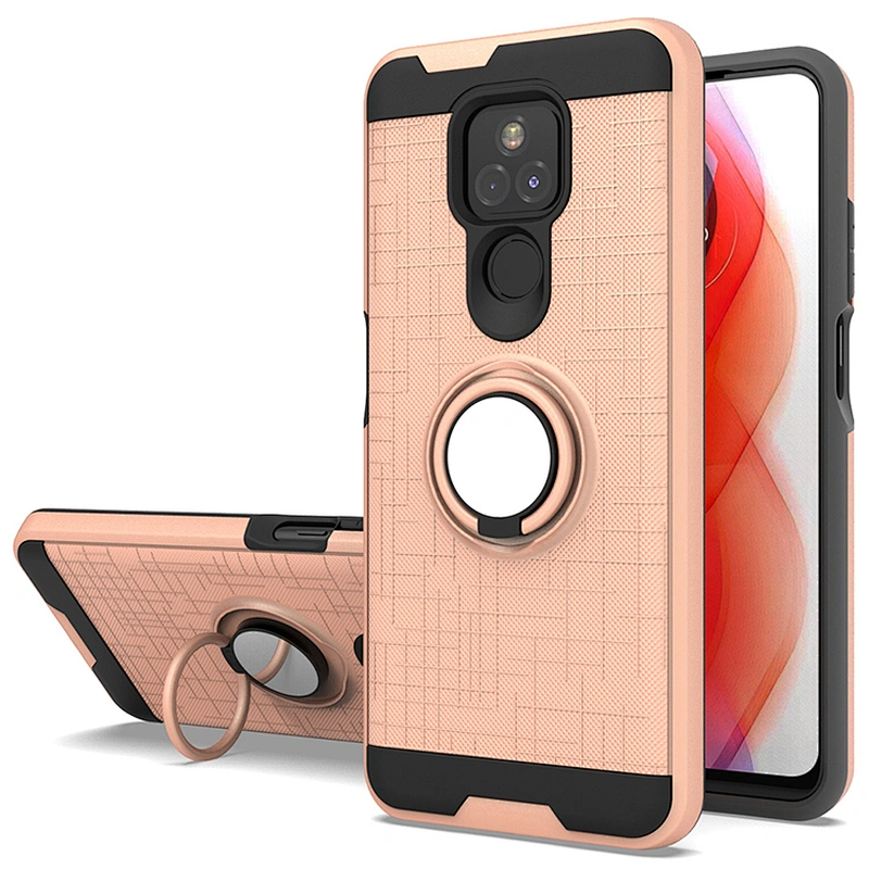Double Layer 360 Degree Rotation Mobile Covers Phone Case With Ring Holder For Motorola G Play 2021 Power Stylus