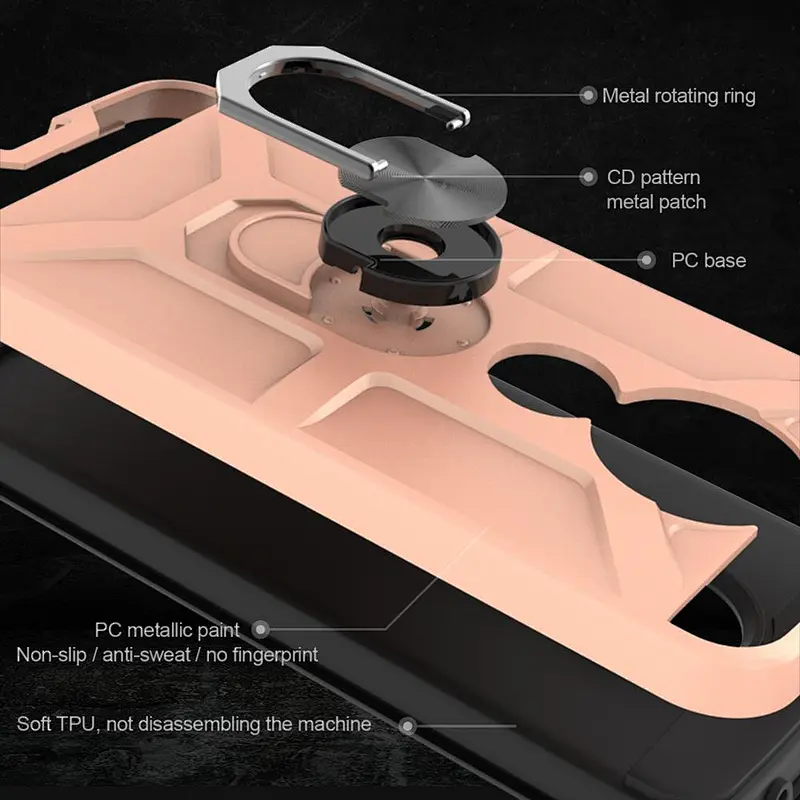 Shockproof mobile accessories cell phone covers with ring kickstand for Motorola G7 play