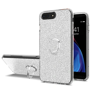 wholesale custom glitter cover phone cases with ring holder for IPhone 7 8 plus