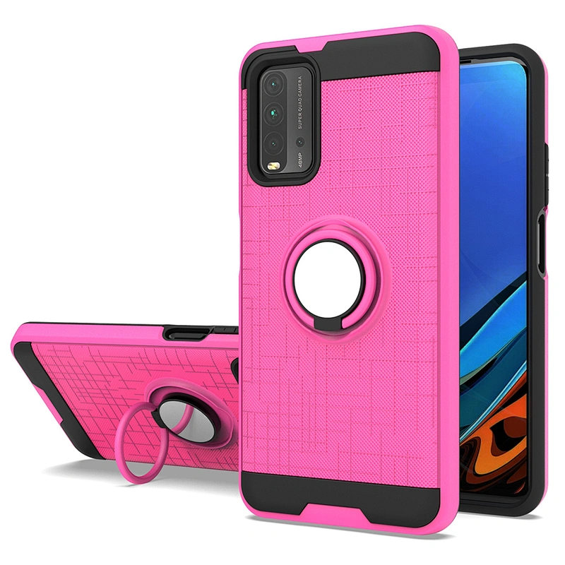 China supplier mobile phone cover case with 360 ring holder for Redmi 9 Power 9A 9C