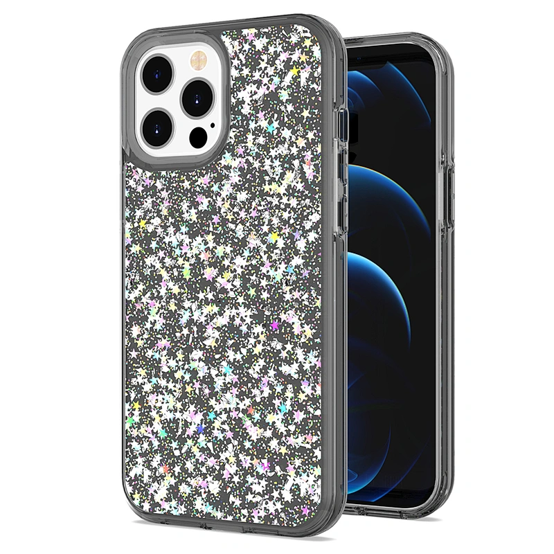 2021 Hot popular mobile back cover phone case with glitter epoxy for iPhone 12 Mini Pro Max