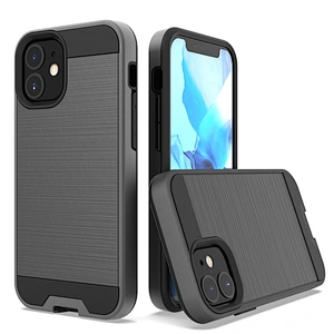 Brushed Metal 2 In 1 Hybrid Phone Cover Custom Mobile Phone Cases For iPhone 11 Pro Max 12 Mini