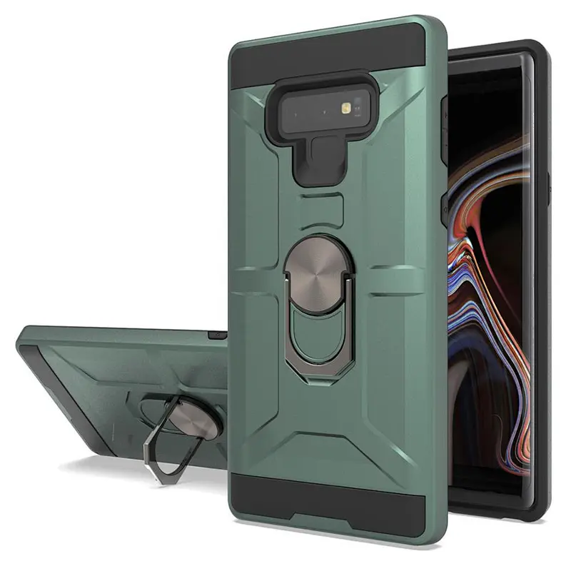 Dual layer phone case for Samsung shockproof cellphone cover with ring kickstand for Samsung Note 9