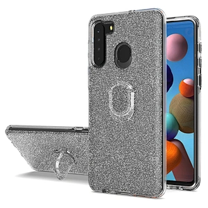 Crystal mini finger ring glitter cell phone cases estuche for Samsung Galaxy A21