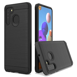New launching Hybrid 2 in 1 brush metal mobile phone case for Samsung note10 plus A11 A21