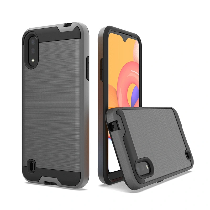 2 In 1 Combo Wire Drawing Cell Phone Case Accessories Back Cover for Samsung A01 A11 A21 A51 A71