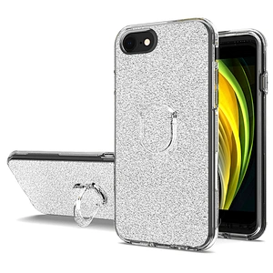PC TPU 3 in 1 bling glitter fundas phone cover case with ring for Apple iPhone 6 7 8 9 SE