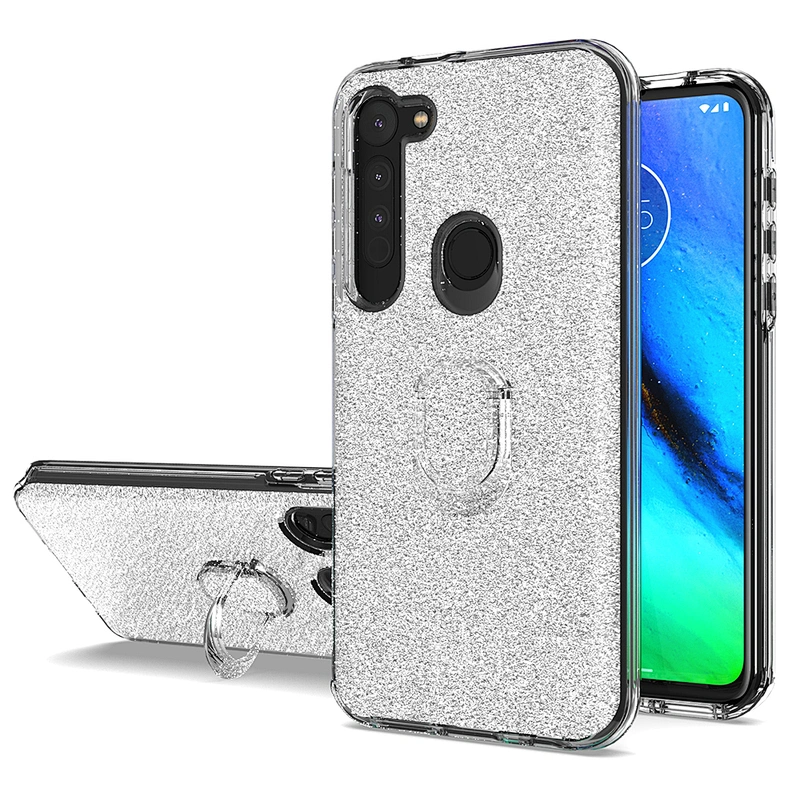 Glitter gold phone case with ring holder for Motorola Moto G8 Plus Power G Stylus
