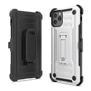 Heavy duty belt clip phone case with double protection kickstand phone cover for iphone 11 pro max