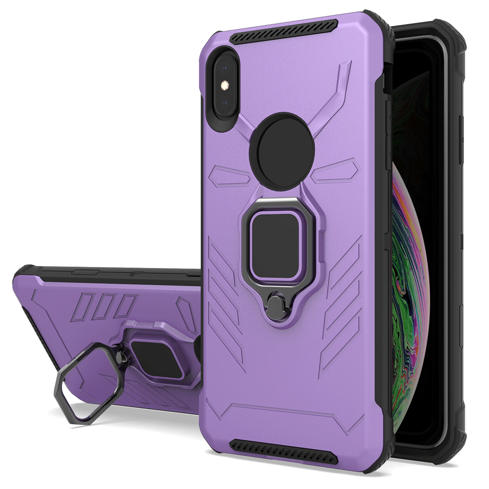 Purple color cell phone case with rotatable ring kickstand for iPhone X XR XS Max