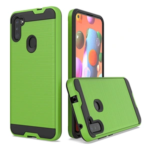 Anti fingerprints tpu pc dual protection custom brushed metal phone cover for Samsung A11