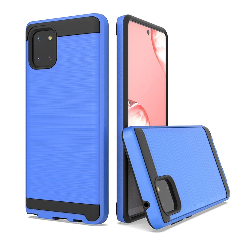 Shockproof Hard PC Soft TPU Wire Drawing Mobile Cell Phone Case for Samsung A81 A91 S10 Note 10 Lite