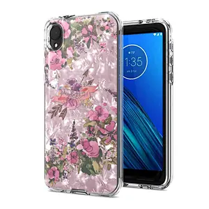 Luxury beautiful custom printing glitter shell paper mobile back case for Motorola Moto E6 Plus Play