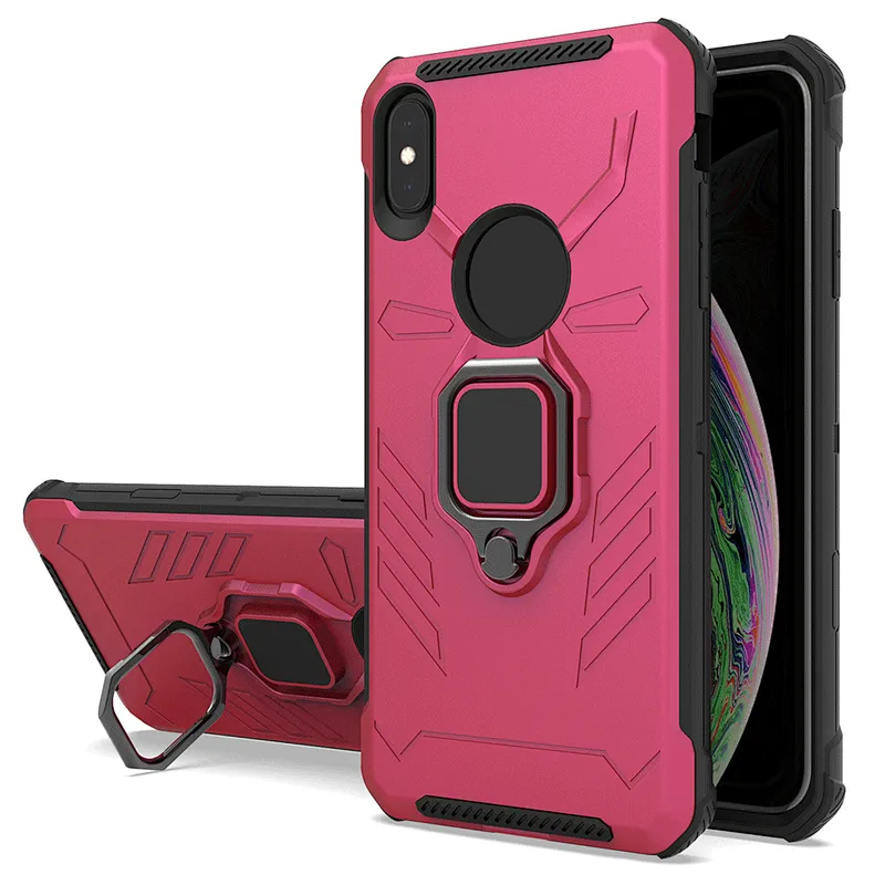 Purple color cell phone case with rotatable ring kickstand for iPhone X XR XS Max