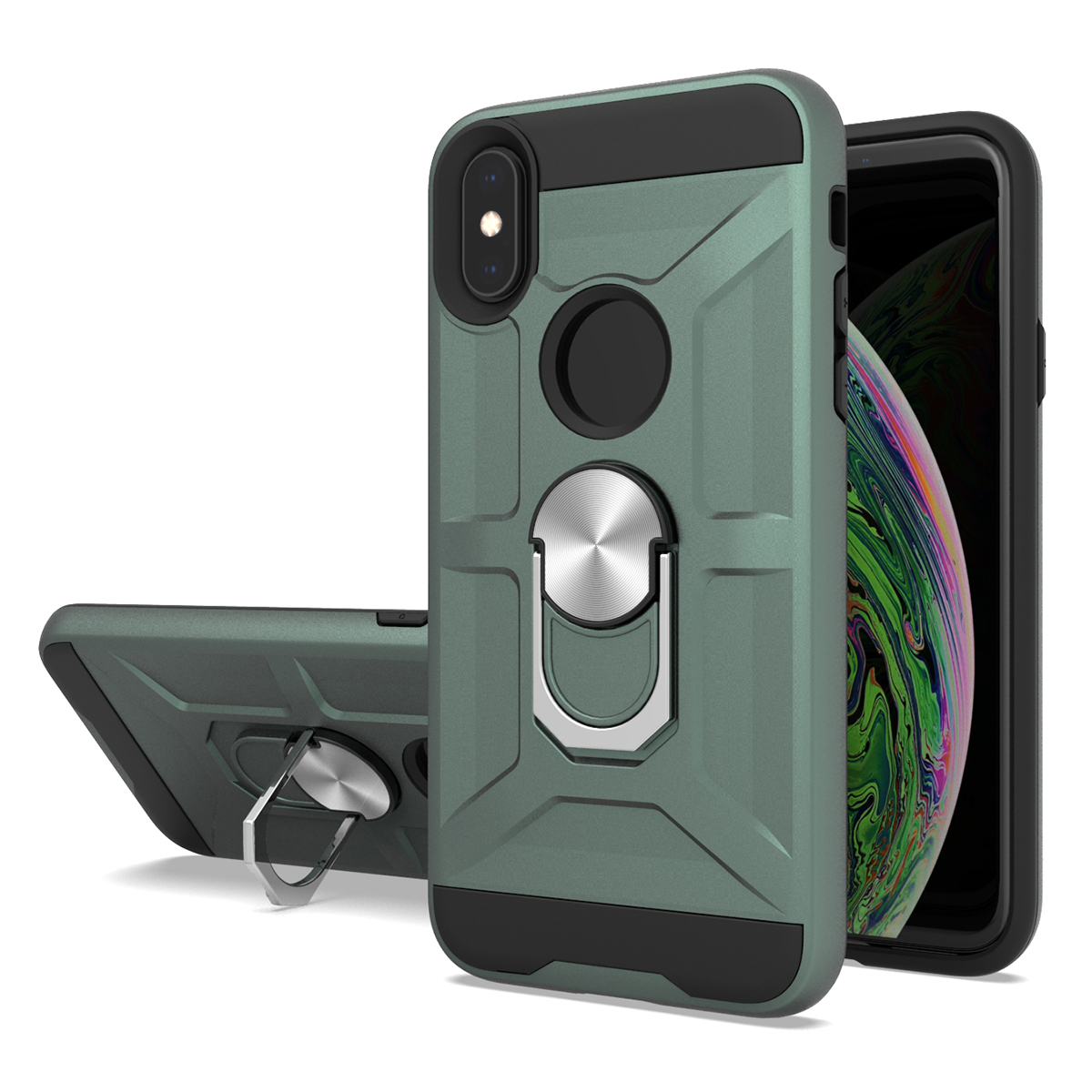 Midnight green funda para ring cell phone case for iPhone X XR XS Max SE 12