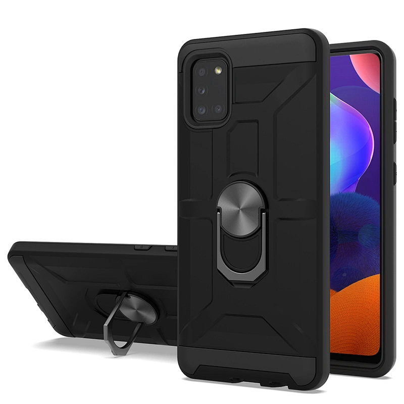 Men design heavy protection phone cases cover with metal ring for Samsung Galaxy A31