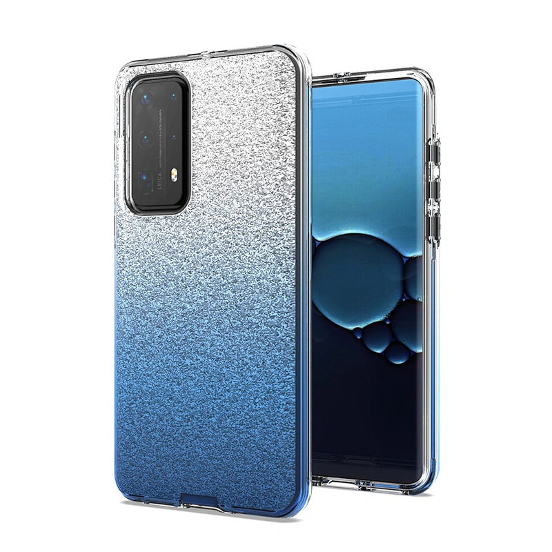 Transparent fashionable glitter bling cell phone case for Huawei P40 Lite Pro One Hyper
