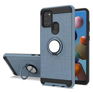 Black tpu glossy finish pc telephone back cover phone case with ring for Samsung A21S