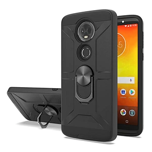 Best selling 2 in 1 dual layer mobile phone case with ring kickstand for Motorola E5 Plus