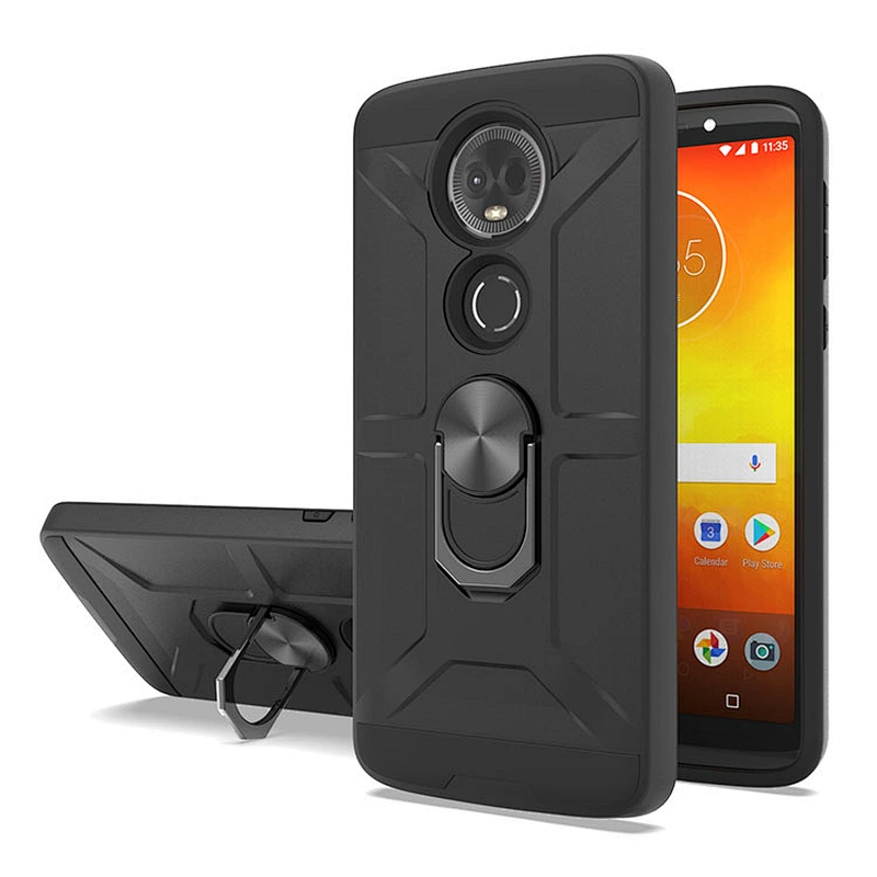 Best selling 2 in 1 dual layer mobile phone case with ring kickstand for Motorola E5 Plus