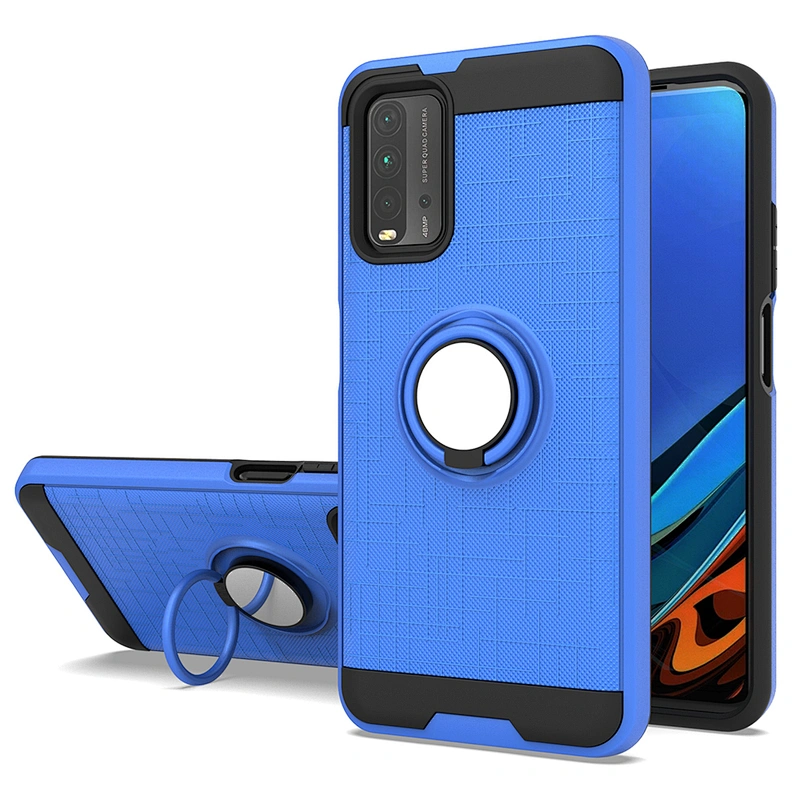 China supplier mobile phone cover case with 360 ring holder for Redmi 9 Power 9A 9C