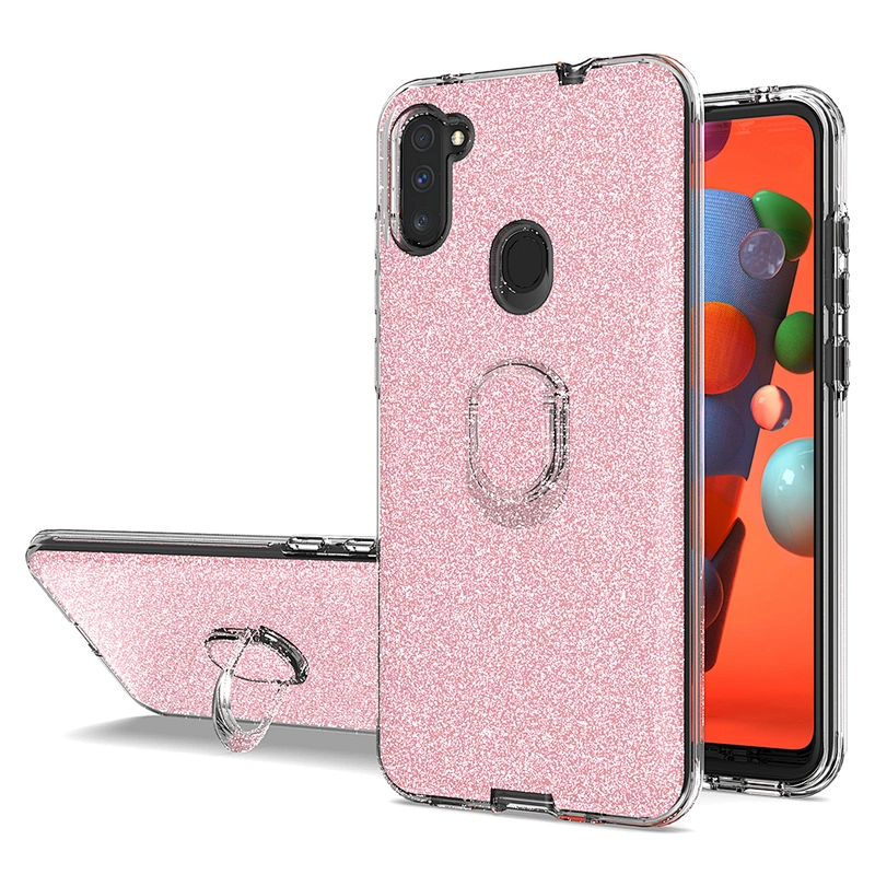 New trendy glitter ring holder phone case with mini support function for Samsung Galaxy A11