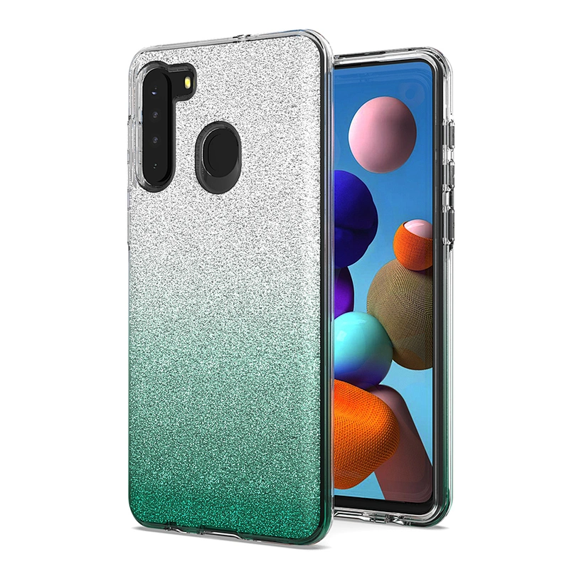 Custom Transparent Gradient PC Glitter Phone Case For Samsung A91 A81 A11 A21