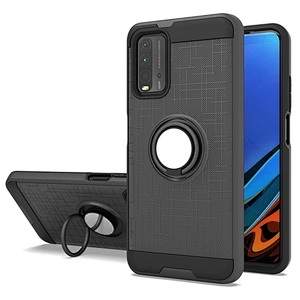 China supplier mobile phone cover case with 360 ring holder for Redmi 9 Power 9A 9C