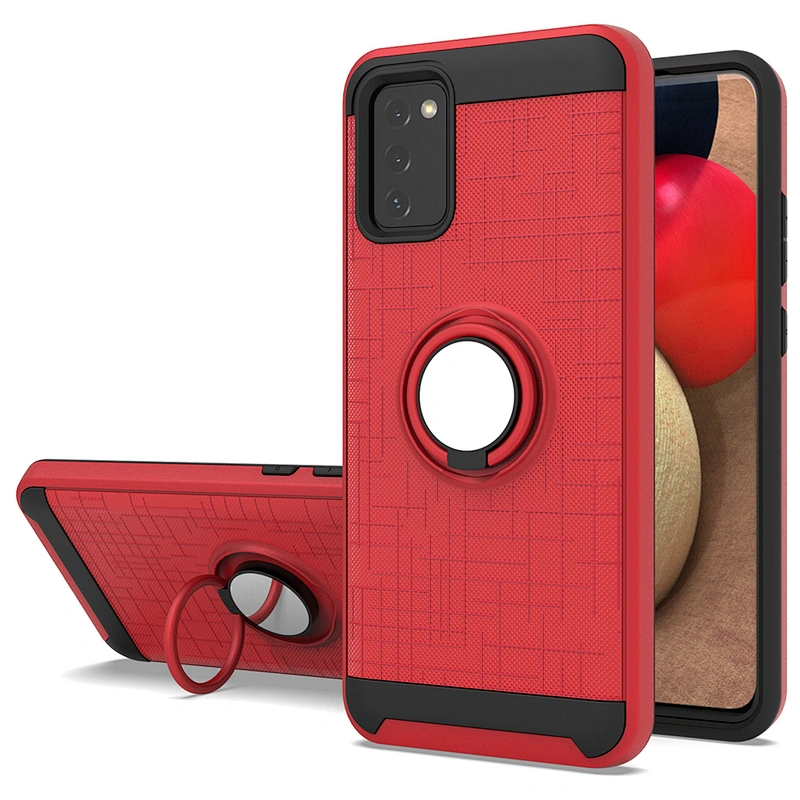 Android models double layers cell phone mobile cases with ring holder for Samsung A02S