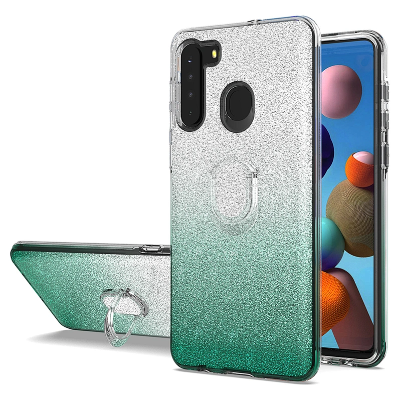 3 in 1 glitter bling phone case accessories with ring holder for Samsung Galaxy A21