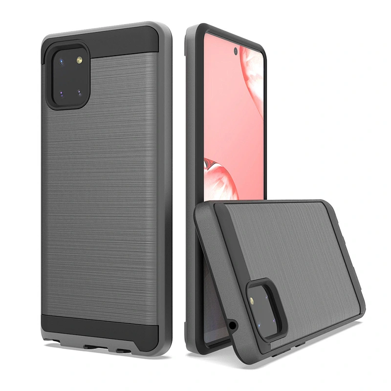 Shockproof Hard PC Soft TPU Wire Drawing Mobile Cell Phone Case for Samsung A81 A91 S10 Note 10 Lite