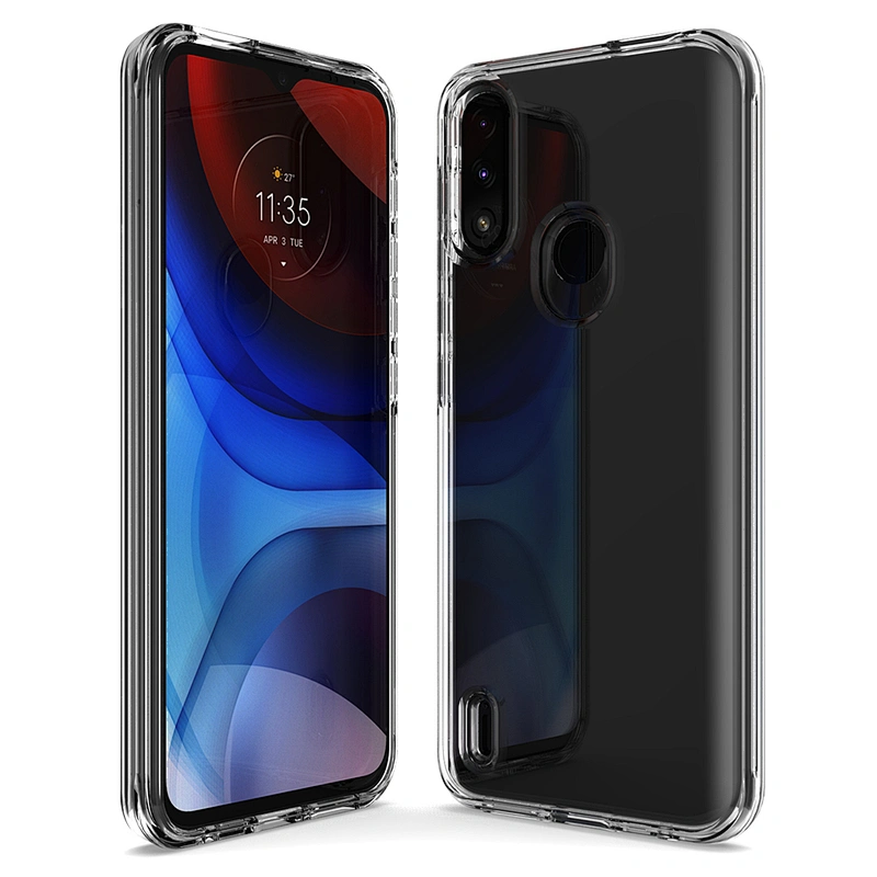OEM logo 2 in 1 combo clear 3D high transparent phone cover case for Motorola E7 G Power 2021