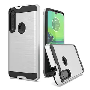 Brushed Design Carbon Fiber Armor Soft TPU Back Cover Case For Moto G8 Play G8 plus